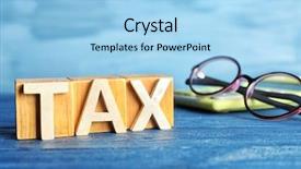  Presentation with word cloud sales tax - Slide deck with balance due - cubes with word tax calculator background and a light blue colored foreground