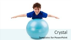  Presentation with white - PPT theme with balance exercise - active boy exercising isolated background and a arctic colored foreground