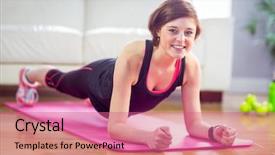  Presentation with plano de marketing forever living - PPT layouts enhanced with balance exercise - fit woman doing plank background and a  colored foreground