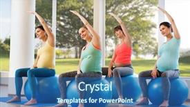  Presentation with healthy people - Cool new theme with balance exercise - pregnancy sport fitness people backdrop and a ocean colored foreground