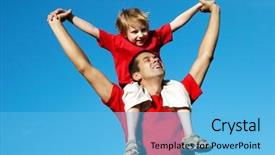  Presentation with balance - Slides featuring balance family - father playing with son background and a  colored foreground