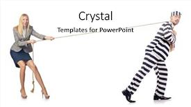  Presentation with war - Audience pleasing PPT theme consisting of balance gender - businesswoman in tug of war backdrop and a white colored foreground