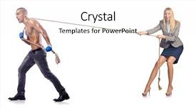  Presentation with tug of war sport - Amazing PPT layouts having balance gender - tug of war concept isolated backdrop and a white colored foreground