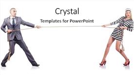  Presentation with war - Amazing slide deck having balance gender - tug of war concept backdrop and a white colored foreground