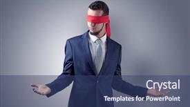  Presentation with eye - Amazing PPT layouts having indecision - covered eye indecisive businessman standing backdrop and a ocean colored foreground