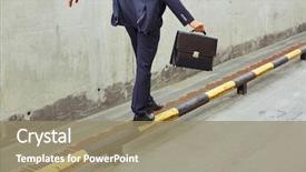  Presentation with black road - PPT layouts consisting of balance job - rear view of businessman background and a coral colored foreground