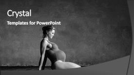  Presentation with pregnant - Theme having pregnancy - young beautiful pregnant yoga posing background and a dark gray colored foreground