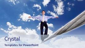  Presentation with rope - Presentation theme enhanced with balance job - business man balancing background and a sky blue colored foreground