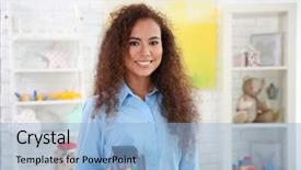 Presentation with bank - PPT layouts consisting of balance payment - beautiful young woman holding bank background and a light blue colored foreground