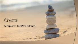  Presentation with stone balance - PPT theme consisting of balance-pebble-stone background and a soft green colored foreground