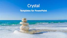  Presentation with stone balance - Slide deck consisting of balance pebbles stack over blue background and a teal colored foreground