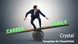  Presentation with career - Audience pleasing slide deck consisting of balance see saw - businessman balancing between career backdrop and a dark gray colored foreground