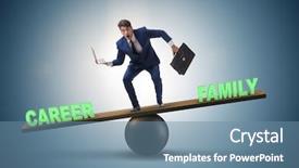  Presentation with multitasking career family - Amazing presentation theme having balance see saw - businessman balancing between career backdrop and a seafoam green colored foreground