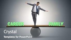  Presentation with multitasking career family - Cool new theme with balance see saw - businessman balancing between career backdrop and a gray colored foreground