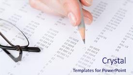  Presentation with paper making - Slides featuring balance sheet - close up of hand making background and a sky blue colored foreground