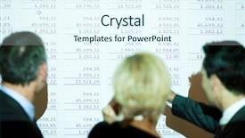  Presentation with focus group - PPT theme having balance sheet - group of people standing background and a sky blue colored foreground