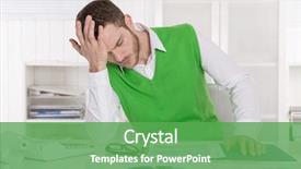  Presentation with unhappy - Colorful presentation enhanced with balance sheet - unhappy businessman sitting concerned backdrop and a seafoam green colored foreground