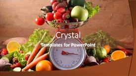  Presentation with balance diet - PPT theme consisting of balance-with-fruit-and-vegetable background and a red colored foreground