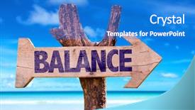  Presentation with teal beach wood - Cool new presentation with balancing worklife family - balance wooden sign with beach backdrop and a cobalt blue colored foreground