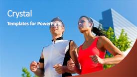 Presentation with urban - Slide deck featuring balance work lifestyle - urban sports - couple jogging background and a teal colored foreground