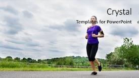  Presentation with sports - Slide set consisting of balance work lifestyle - urban sports - woman running background and a sky blue colored foreground