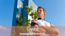  Presentation with adventure sports man - Slide set consisting of balance work lifestyle - urban sports - young man background and a coral colored foreground