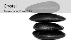  Presentation with balanced stones - Audience pleasing PPT theme consisting of balanced black river stones isolated backdrop and a light gray colored foreground