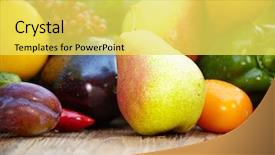  Presentation with fresh fruits vegetables groceries paper - PPT theme enhanced with  background and a  colored foreground.
