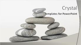  Presentation with zen stones - Amazing PPT theme having balanced-gray-zen-pebbles backdrop and a white colored foreground