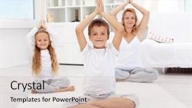  Presentation with kids exercise - Audience pleasing PPT theme consisting of balanced life - woman and kids backdrop and a soft green colored foreground