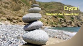  Presentation with balanced stones - Theme enhanced with balanced pebble stones on sea background and a tawny brown colored foreground