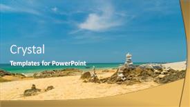  Presentation with balanced stones - PPT layouts featuring balanced-stones-on-the-beach background and a teal colored foreground