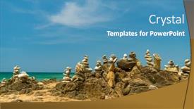  Presentation with balanced stones - Cool new slides with balanced-stones-on-the-beach backdrop and a teal colored foreground
