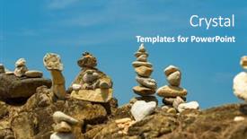  Presentation with balanced stones - Theme enhanced with balanced-stones-on-the-beach background and a teal colored foreground