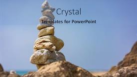  Presentation with balanced stones - Amazing PPT layouts having balanced-stones-on-the-beach backdrop and a light blue colored foreground