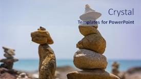  Presentation with balanced stones - Presentation theme enhanced with balanced-stones-on-the-beach background and a light blue colored foreground