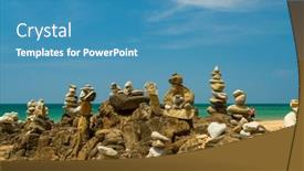  Presentation with balanced stones - Beautiful presentation theme featuring balanced-stones-on-the-beach backdrop and a teal colored foreground