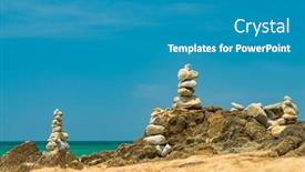  Presentation with balanced stones - Cool new PPT theme with balanced-stones-on-the-beach backdrop and a teal colored foreground