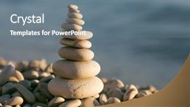  Presentation with balanced stones - Beautiful presentation featuring balanced stones on the sea beach backdrop and a gray colored foreground