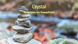  Presentation with balanced stones - Colorful presentation design enhanced with cairns - balanced stones or stone pyramid backdrop and a violet colored foreground