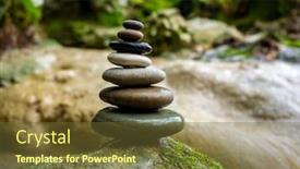  Presentation with waterfalls - Cool new slide deck with balanced-zen-stones-pebbles backdrop and a tawny brown colored foreground