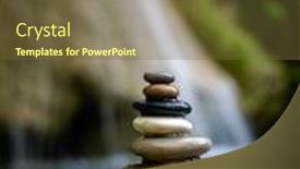  Presentation with waterfalls - PPT theme enhanced with balanced-zen-stones-pebbles background and a tawny brown colored foreground