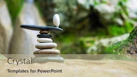  Presentation with waterfalls - Colorful presentation enhanced with balanced-zen-stones-pebbles backdrop and a soft green colored foreground