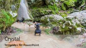  Presentation with waterfalls - Cool new PPT layouts with balanced zenstones at the waterfalls backdrop and a soft green colored foreground