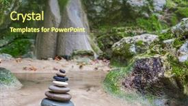  Presentation with waterfalls - Theme having balanced zenstones at the waterfalls background and a tawny brown colored foreground