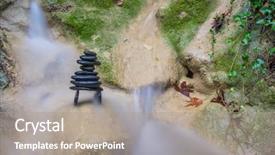 Presentation with waterfalls - PPT theme having balanced zenstones at the waterfalls background and a gray colored foreground