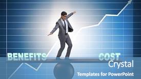  Presentation with benefit - Theme with balancing between cost and benefit background and a teal colored foreground
