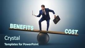  Presentation with benefit - Cool new PPT theme with balancing between cost and benefit backdrop and a ocean colored foreground