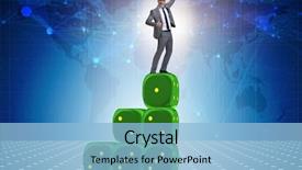  Presentation with stack - Colorful presentation theme enhanced with balancing on top of dice backdrop and a light blue colored foreground