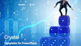  Presentation with uncertainty - Theme having balancing on top of dice background and a teal colored foreground